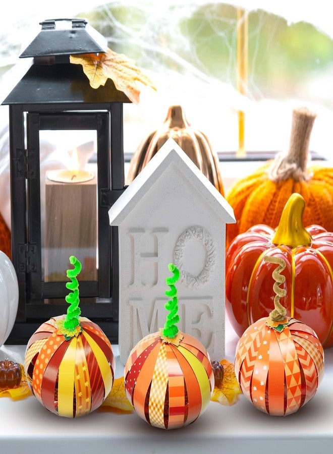 BLSUREFYX 36 PCS Paper Strip Pumpkin Craft Kit DIY Fall Thanksgiving Gratitude Pumpkin Craft Halloween Pumpkin Craft for Autumn Holiday Activities Religious Decor Home School Party Supplies - Image 4